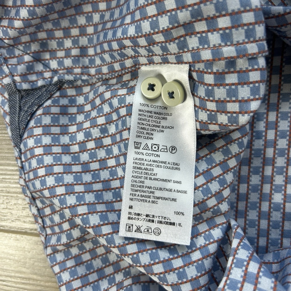 Tommy Bahama Medium Island Modern Fit Blue‎ Check Long Sleeve Button Down Cotton - Picture 7 of 11